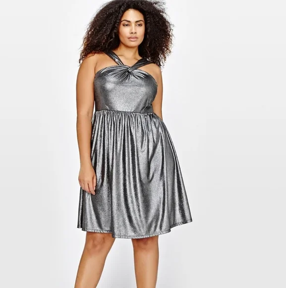 NWT Michel Studio collection dress 16 metalic glitter off shoulder. Night out - Picture 1 of 7